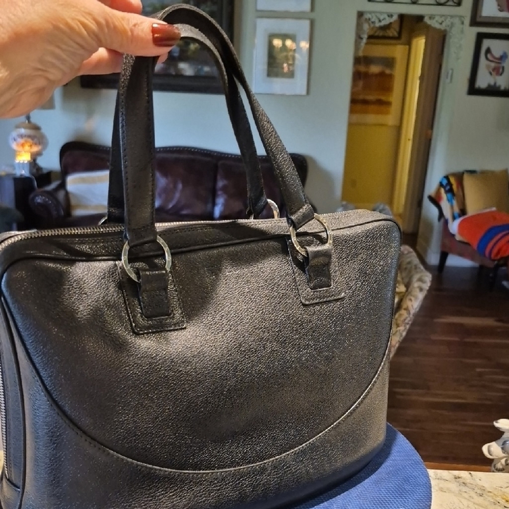 BVLGARI Decollete Handbag Black Leather In EC. Beautiful Structured Purse.EC.